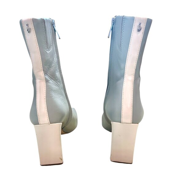 Sam Edelman Anika Square Toe Leather Booties | Grey/Gray, 3.25” Heel, Size 9 - Picture 4 of 7